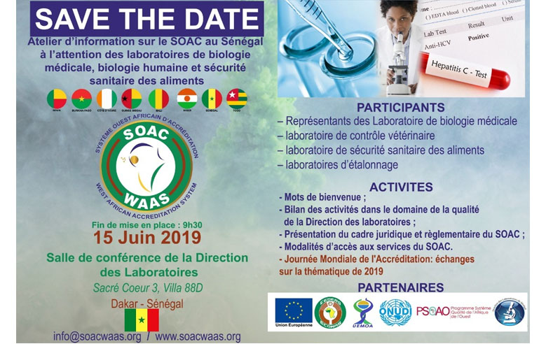 WAAS - SAVE THE DATE: Workshop information of the WAAS SENEGAL for the attention of medical biology laboratories, human and food safety