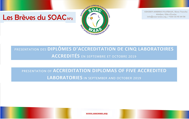 SOAC - Les Brèves du SOAC : Cinq nouveaux laboratoires accrédités par le SOAC