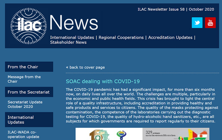 SOAC - COVID-19 : les actions du SOAC et ses partenaires dans la newsletter N58 de l’ILAC